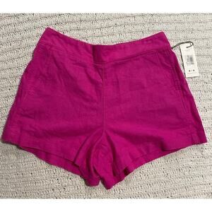 NWT Three Dots Linen Shorts 3.5" Inseam Pull On Womens Medium Pink TD001850